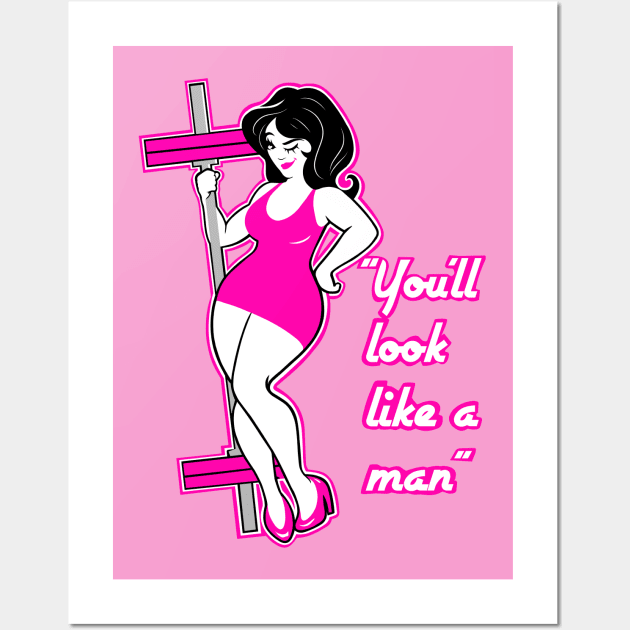 Barbell girl, gym girl, fitness girl, weightlifting girl Wall Art by TimAddisonArt